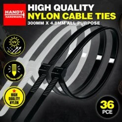 Cable Ties Black & Clear Assorted In Carton 300mm X 4.8mm 36pc