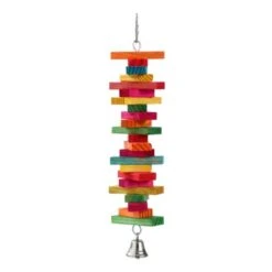 PARROT WOOD BLOCK CHEW TOY W/ BELL 30X7CM -Stacked Store 11222 3
