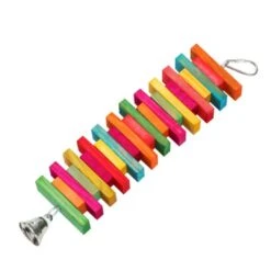 PARROT WOOD BLOCK CHEW TOY W/ BELL 30X7CM -Stacked Store 11222 5