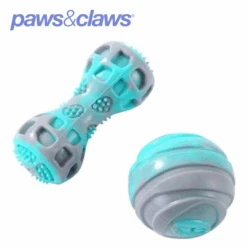 DENTAL DUO TPR BALL + BATON 2PK AQUA/GREY -Stacked Store 11994 3