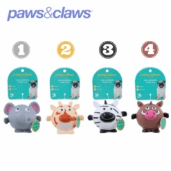 VINYL ZOO ANIMALS SQUEAKY PET TOY 11X9CM 4 ASSTD