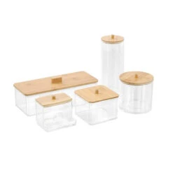 BANO ACCESSORIES CONTAINER BAMBOO LID 23.5X9.5X8CM -Stacked Store 19747 4