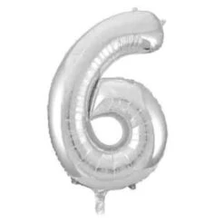 FOIL BALLOON 86cm Silver Number #6