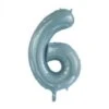 FOIL BALLOON 86cm Light Blue Number #6 -Stacked Store 213756