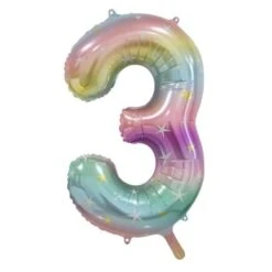FOIL BALLOON 86cm Pastel Rainbow Number #3
