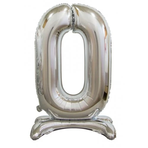 Standing Foil Balloon #0 Silver 76cm 3 Standing Foil Balloon #0 Silver 76cm