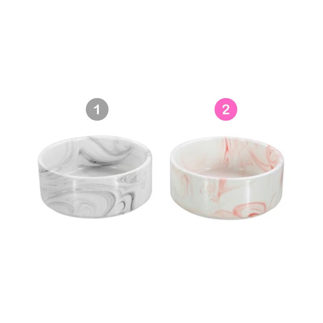 Ceramic Pet Bowl Marble 13Cm 380Ml 2 Asstd Grey/Pink 3 Ceramic Pet Bowl Marble 13Cm 380Ml 2 Asstd Grey/Pink
