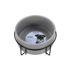 Ceramic Pet Bowl W/Metal Stand 16Cm 950Ml 3 Asstd White/Green/Grey -Stacked Store 21665UL 4