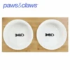 CERAMIC PET CAT DOUBLE BOWLBAMBOO BASE23.5X12X7CM 300ML -Stacked Store 21757 2