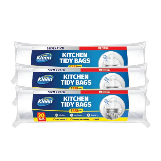 Bin Liner Tidy Garbage Bag 35L 20pk Large White 3 Bin Liner Tidy Garbage Bag 35L 20pk Large White