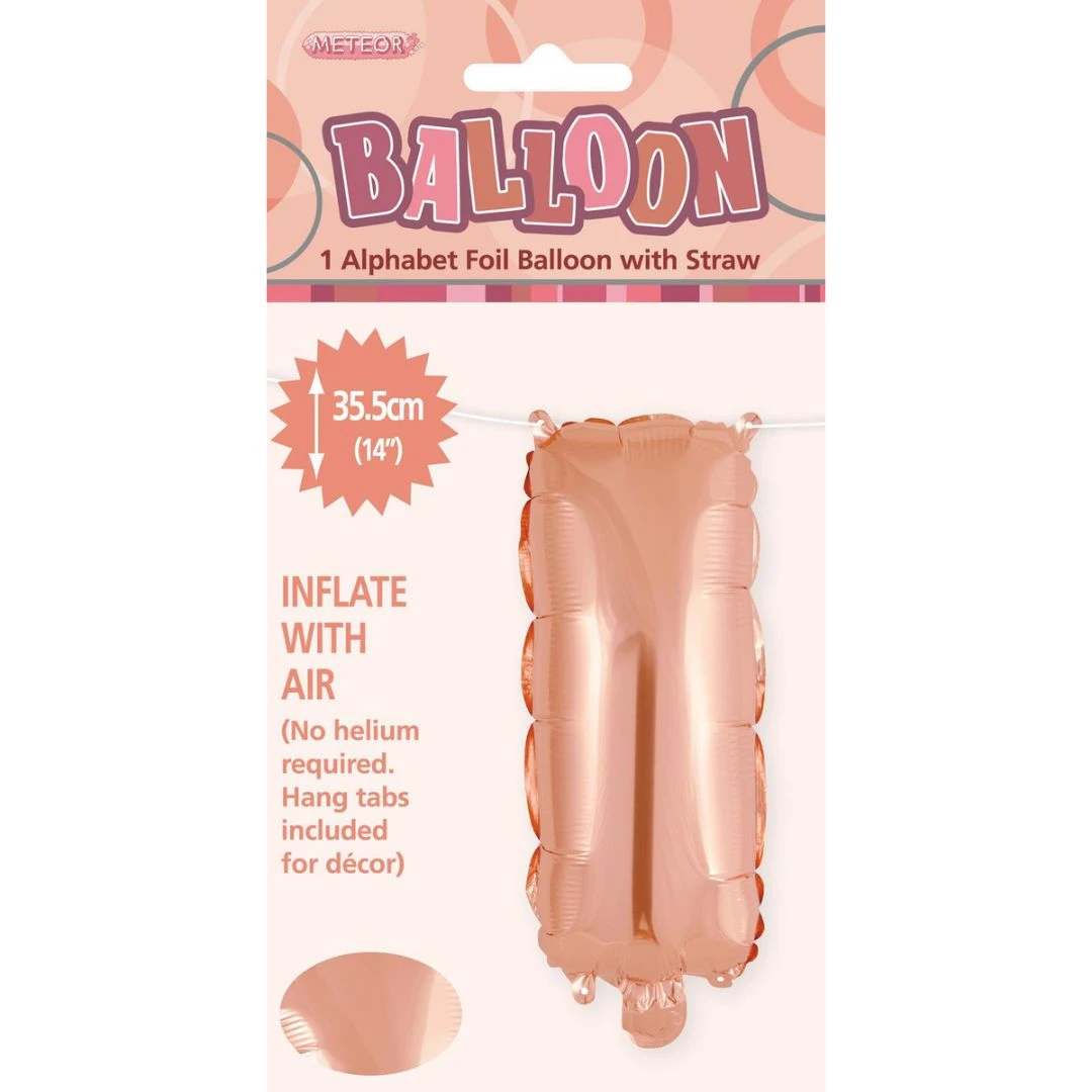 Alphabet Foil Balloon 35cm Rose Gold - I 3 Alphabet Foil Balloon 35cm Rose Gold - I