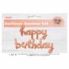 Happy Birthday Rose Gold Banner With Ribbon 100cm X 60cm -Stacked Store 50694