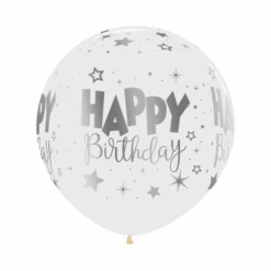 Sempertex 60cm METALink HAPPY Birthday Fantasy Crystal Clear Latex Balloons 390 3PK