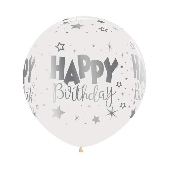 Sempertex 60cm METALink HAPPY Birthday Fantasy Crystal Clear Latex Balloons 390 3PK 3 Sempertex 60cm METALink HAPPY Birthday Fantasy Crystal Clear Latex Balloons 390 3PK