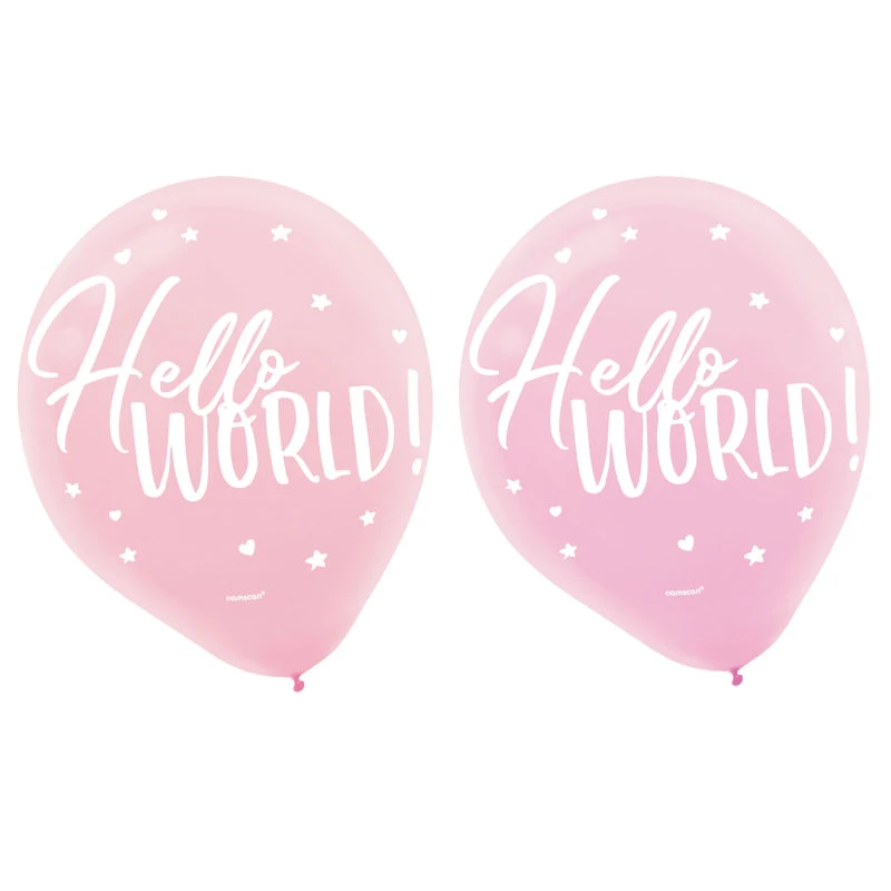 Anagram Oh Baby Girl Assorted Hello World Latex Balloons 30cm 15pk 3 Anagram Oh Baby Girl Assorted Hello World Latex Balloons 30cm 15pk