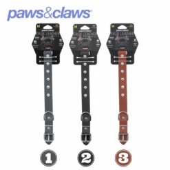 STUDDED LEATHER-LOOK PADDED DOG COLLAR MED 35-50X2.5CM