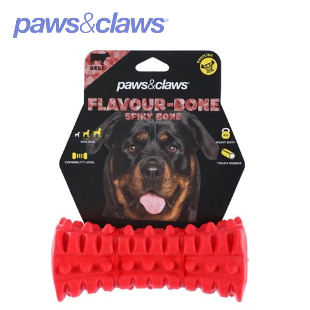 FLAVOUR-BONE SPIKY BONE BEEF FLAVOURED RUBBER TOY 3 FLAVOUR-BONE SPIKY BONE BEEF FLAVOURED RUBBER TOY