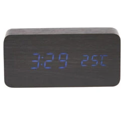 Checkmate Spruce LED Wood Cuboid Alarm Clock 15x6.8x3.9cm Black -Stacked Store Checkmate Spruce LED Wood Cuboid Alarm Clock 15x6.8x3.9cm Black p2