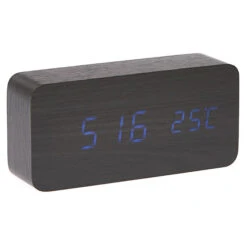 Checkmate Spruce LED Wood Cuboid Alarm Clock 15x6.8x3.9cm Black -Stacked Store Checkmate Spruce LED Wood Cuboid Alarm Clock 15x6.8x3.9cm Black p3