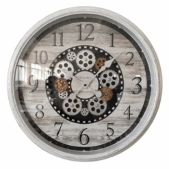 White Clock With Moving Cogs 55cm