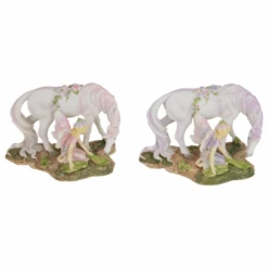 Flower Fairy Crouching With Unicorn 17.5cm