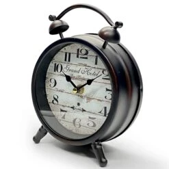 Grand Hotel Faux Twin Bell Metal Vintage Desk Clock 16x6x20.5cm Black -Stacked Store Grand Hotel Faux Twin Bell Metal Vintage Desk Clock 16x6x20.5cm Black p2
