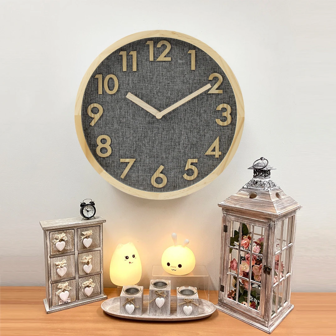 Clock Linen Dial Wooden Clock 3 Clock Linen Dial Wooden Clock
