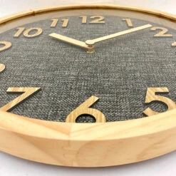 Clock Linen Dial Wooden Clock 18 Clock Linen Dial Wooden Clock -Stacked Store Linen Dial Wooden Wall Clock 35x35x3cm Natural p4