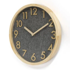 Clock Linen Dial Wooden Clock 14 Clock Linen Dial Wooden Clock -Stacked Store Linen Dial Wooden Wall Clock 35x35x3cm Natural p6
