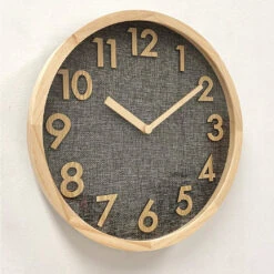 Clock Linen Dial Wooden Clock 13 Clock Linen Dial Wooden Clock -Stacked Store Linen Dial Wooden Wall Clock 35x35x3cm Natural p7