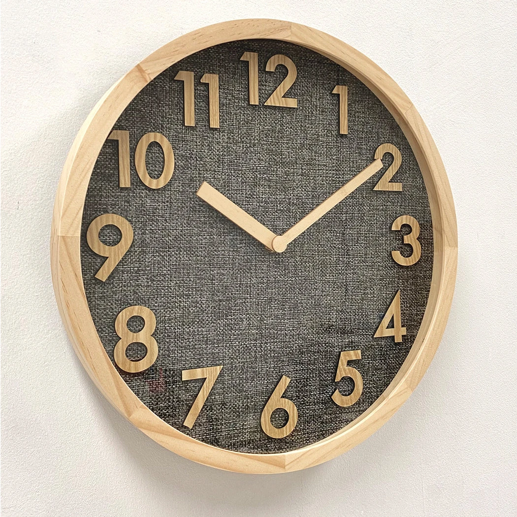 Clock Linen Dial Wooden Clock 5 Clock Linen Dial Wooden Clock - Image 3