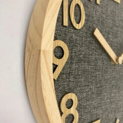 Clock Linen Dial Wooden Clock 16 Clock Linen Dial Wooden Clock -Stacked Store Linen Dial Wooden Wall Clock 35x35x3cm Natural p8