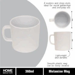 Melamine Mug With Handle 8x8cm White 360ml