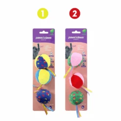 PLUSH CRINKLE BALLS 3PK CAT TOY 2 ASSTD