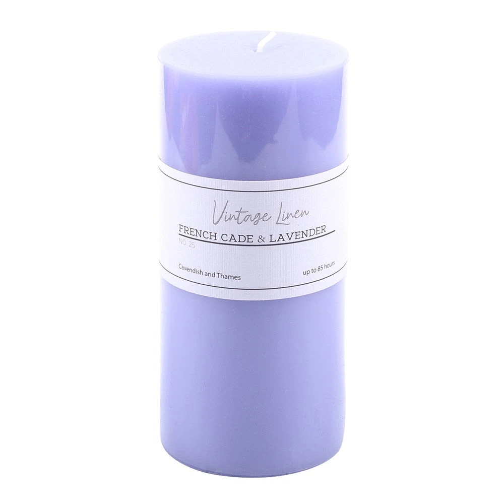 Pillar Candle Vintage Linen - French Cade And Lavender 7x15cm