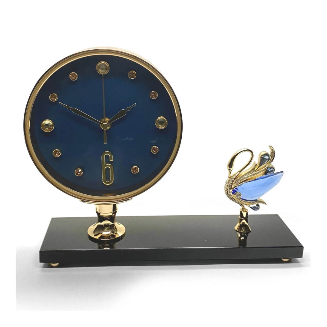 Premium Clock Crystal Swan 17cm Blue 4 Premium Clock Crystal Swan 17cm Blue - Image 2
