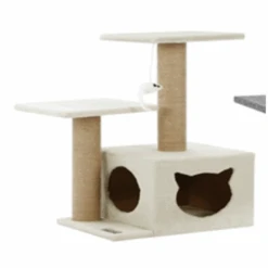 Cat Scratcher 2 Platform Hideaway Tower 48x35x63cm Cream