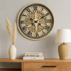 Ragnar Exposed Gear Wall Clock 60cm Gold