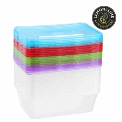 Reusable Food Container & Coloured Lids 750Ml 20Pk Lemon Lime 12 Reusable Food Container & Coloured Lids 750Ml 20Pk Lemon Lime -Stacked Store Reusable Food Container Coloured Lids 750ml 20pk p7