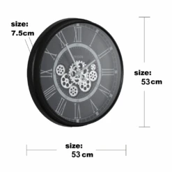 Round London Modern Exposed Gear Clock 54cm Black -Stacked Store Round London Modern Exposed Gear Clock 54cm Black p6