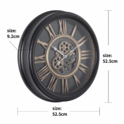 Round William Exposed Gear Movement Wall Clock 52cm Black -Stacked Store Round William Exposed Gear Movement Wall Clock 52cm Black p5