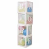 4 White Balloon Boxes W/ Baby & Love Stickers Box Size 30X30X30Cm -Stacked Store SH89822