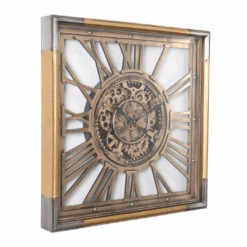 Square Roma Exposed Gear Clock 80x80cm Gold And Silver 12 Square Roma Exposed Gear Clock 80x80cm Gold And Silver -Stacked Store Square Roma Exposed Gear Clock 80x80cm Gold Silver p2
