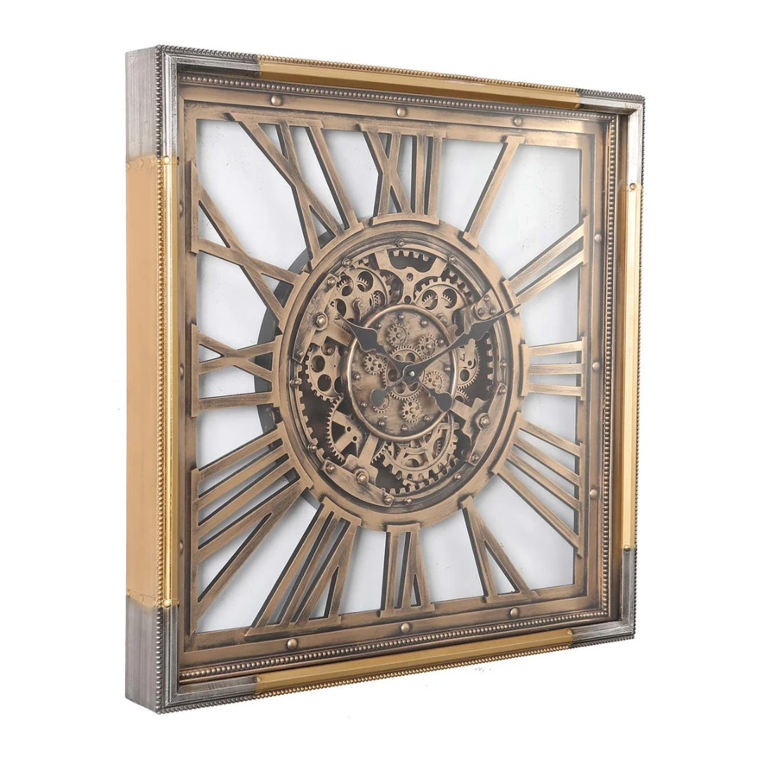 Square Roma Exposed Gear Clock 80x80cm Gold And Silver 5 Square Roma Exposed Gear Clock 80x80cm Gold And Silver - Image 3