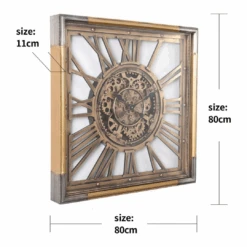 Square Roma Exposed Gear Clock 80x80cm Gold And Silver 17 Square Roma Exposed Gear Clock 80x80cm Gold And Silver -Stacked Store Square Roma Exposed Gear Clock 80x80cm Gold Silver p7