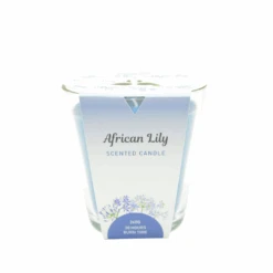 Aromart Glass Candle D11X11Cmh 260G Blue African Lily Scented