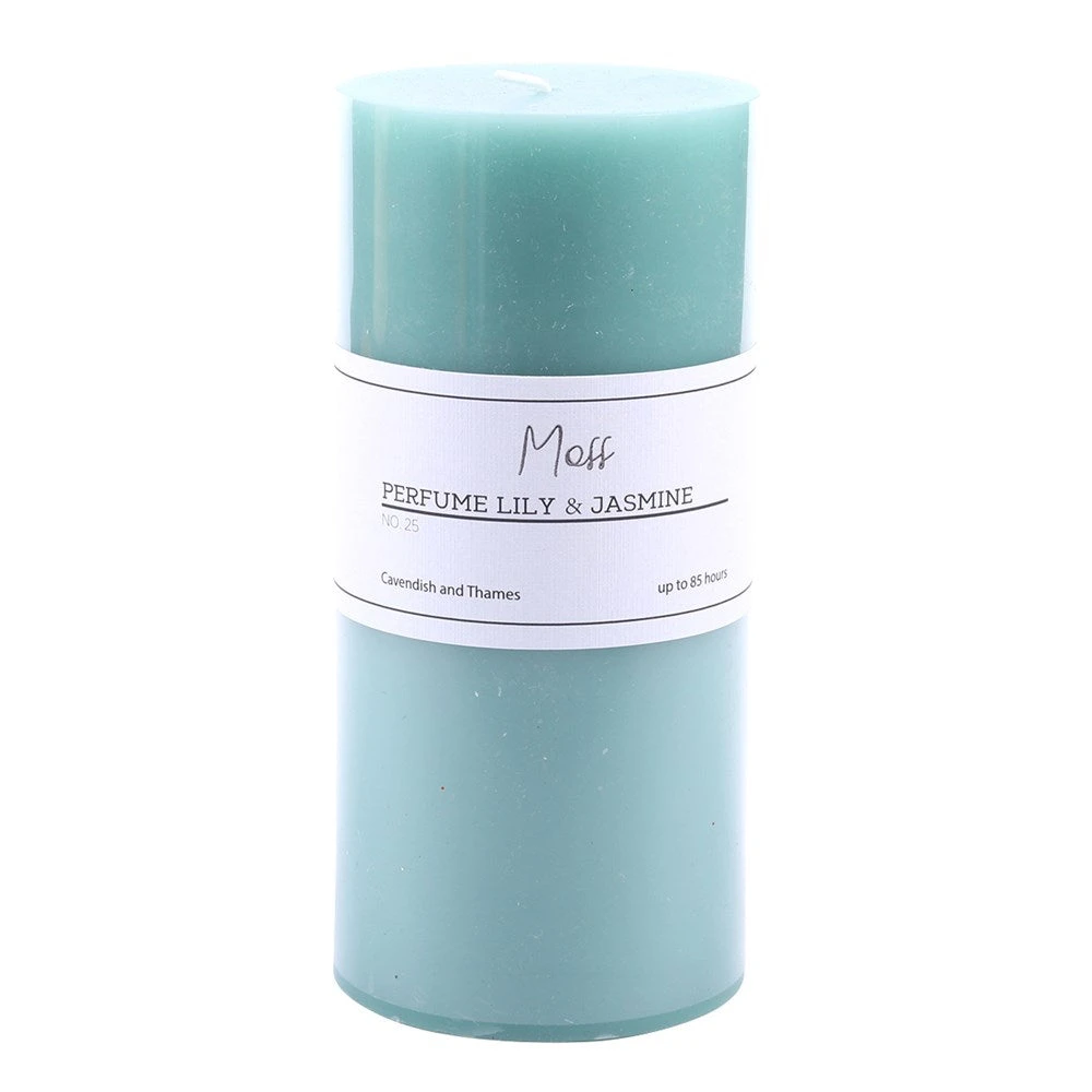 Pillar Candle Moss - Perfume Lily & Jasmine 7x15cm 3 Pillar Candle Moss - Perfume Lily & Jasmine 7x15cm