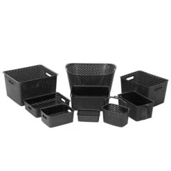 Wicker Design Organiser Basket -Stacked Store wicker group black