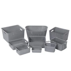 Wicker Design Organiser Basket -Stacked Store wicker group grey